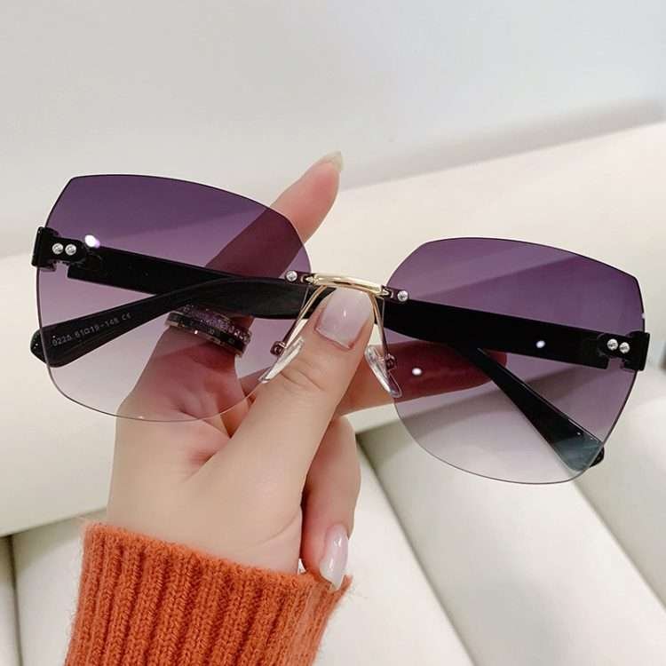 New rimless cut edge sunglasses for women glasses fashion retro UV protection senior sense sunglasses tide - Image 7