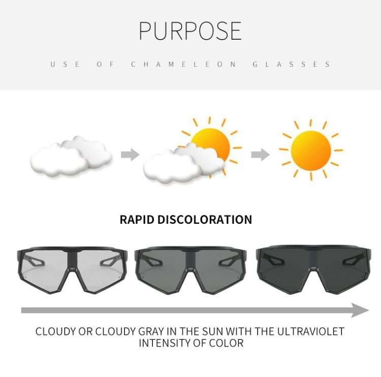New sports cycling colour changing sunglasses for men and women large frame cycling sunglasses polarised sun eyes Sunglasses - Image 6