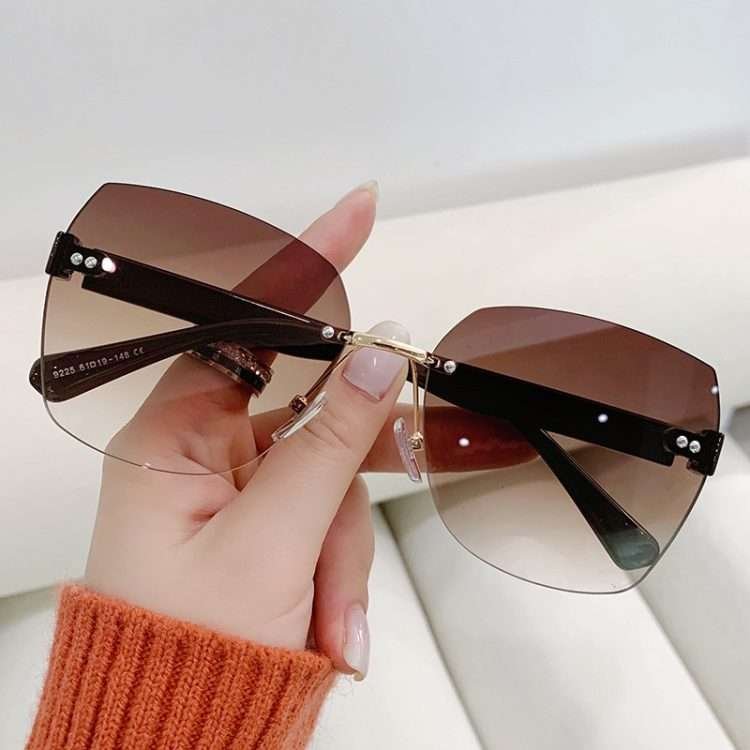 New rimless cut edge sunglasses for women glasses fashion retro UV protection senior sense sunglasses tide - Image 3