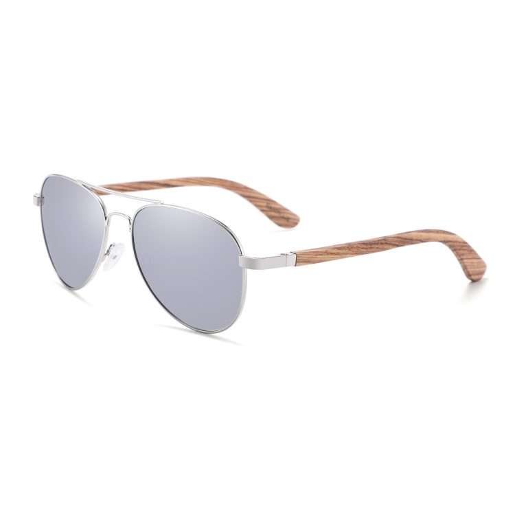 New metal double beam aviator sunglasses polarised bamboo wood foot sunglasses retro fashion men toadstools - Image 11