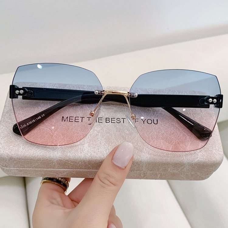 New rimless cut edge sunglasses for women glasses fashion retro UV protection senior sense sunglasses tide - Image 5